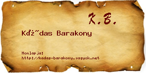 Kádas Barakony névjegykártya